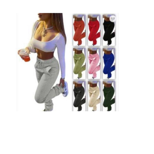 Women thick fleece stacked jogger sweatpants