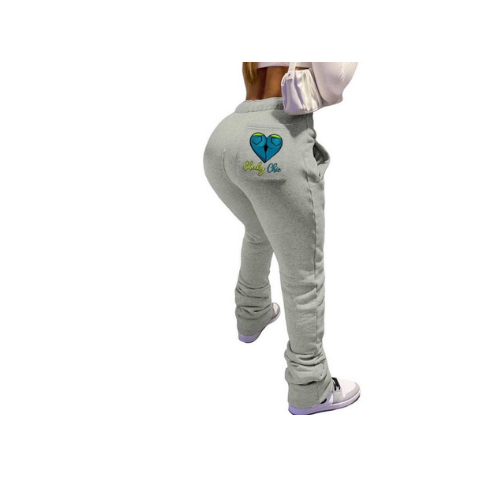 Women thick fleece stacked jogger sweatpants